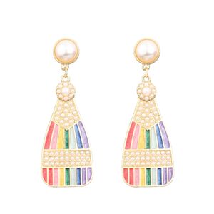 Ins mode créative couleur arc-en-ciel bouteille de vin boucles d'oreilles femmes filles doux Style coréen perle strass boucle d'oreille cadeau