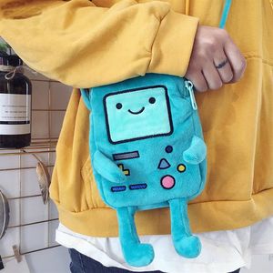 ins Finn & Jake Figure Crossbody bag Swag Rap Plush coin bag Phone Bag anime advanture robert BMO toys for Children202g