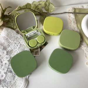 Ins Green Outside Portable Contact Lens Box Contact Lens Case Eyewear Protect Plastic Storage Boxes Contact Lens Container
