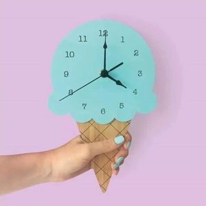 Ins Hot Air Ballon Ice Ice Cream Wall Clocs Enfants Chambre suspendue Horloge Mute