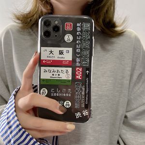 Fundas de teléfono con etiqueta transparente japonesa INS para iPhone 11 12 Pro Max X XR XS 7 8 Plus 12Mini funda transparente suave a prueba de golpes