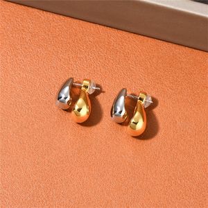 INS Metal Stud Gold/Silver Water Drop Color Pendientes desmontables PERSONALIDAD SIMPLES Accesorios de joyería femenina 2024