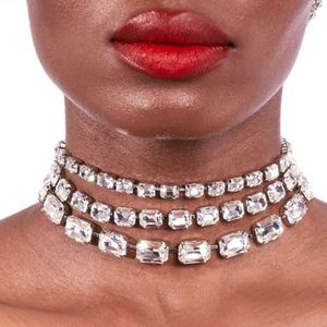 Gargantilla corta de circonita con diamantes de imitación multicapas INS, joyería de cadena de clavícula para mujer, Collar de boda de cristal de lujo