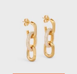 Ins nouveau dans des boucles d'oreilles de bijoux fins de luxe pour le pendentif pour femmes Collier de coeur or avec des perles gravées trois boucles d'oreilles à alésage complet anneau