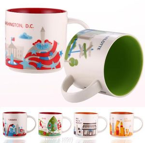 ins Styles 14 oz 400 ml Tasse en céramique Japon Américain New York Orléans Los Angeles Paris Londres Angleterre Washington DC Chine Ville Meilleur Café Lait Thé Tasse