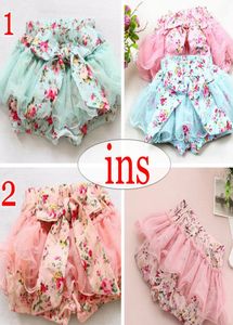 Ins verano bebé niñas niños pettiskirt falda tutú algodón vintage flor floral pantalones cortos pantalones cortos Bowknot legging bombachos rosa blu3851804