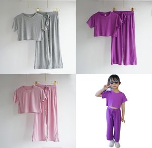 INS Été Nouvelle Arrivée Filles Mode 2 Pièces Costume Toppants Blanc Coton Qualité Enfants Ensembles Bretelles Pantalon Filles Vêtements 537 K27263156