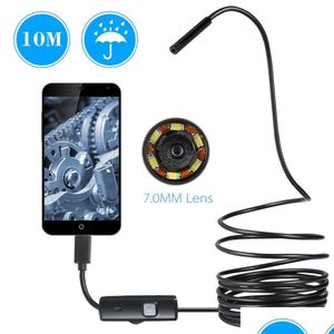 Cámaras de inspección Cámara endoscópica de 7 mm USB Mini impermeable 0.5-10M Boroscopio de tubo de serpiente suave duro para Android Smartphone Loptop PC DH0XU