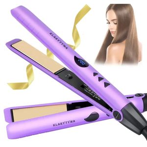 Caliente instantáneo 2 en 1 plancha de hierro plano y rizador con temperatura ajustable y bolsa y guante: perfecto para el cabello liso y brillante