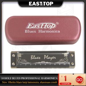 Instruments Easttop PR020AL Mise à niveau 10 trous harp harp professionnel avec un cas harmonica pour les adultes débutants