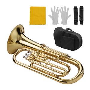 Instruments Muslady Brass B Flat Baritone BB Wind Instrument Gold Laque Surface avec des gants de porte-parole du boîtier de transport Nettoyage Baritone