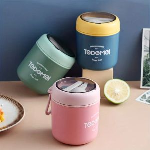 Insulated Food Jar Thermos Storage Containers 530ml Stainless Steel Mini Lunch Box Soup Bowls for School Children