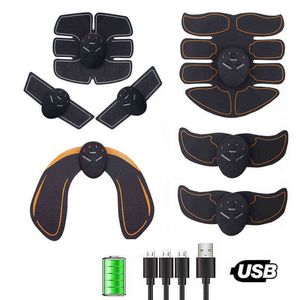 Equipo integrado EMS Estimulador muscular eléctrico Masaje físico Entrenador abdominal Tóner Cuerpo Adelgazante Masajeador Gimnasio en casa Equimento USB recargable 0908