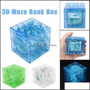 Inteligencia Aprendizaje Educación Regalos Cubo 3D Rompecabezas Laberinto de dinero Banco Ahorro Colección de monedas Caja Caja Juego mental divertido para niños Juguetes para niños