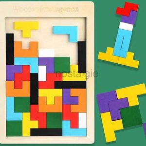 Jouets d'intelligence 3D Puzzle en bois jouet couleur forme Cognition jeux de cerveau pour enfants bois Puzzles jouets Tangrams enfants 24327
