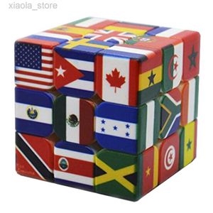 Jouets intelligents 3x3x3 drapeaux nationaux cube magique impression uv drapeaux du monde puzzle cube cartes mondiales de la terre marque cube magique 3x3 pour les enfants