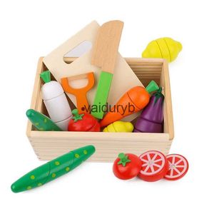 Juguetes de inteligencia Diy Fingente Plays Wooden Kitchen Toy Play House Simulación Corte Vegetales Montessori Juguetes de educación temprana para niños LDREN Babyvaiduryb