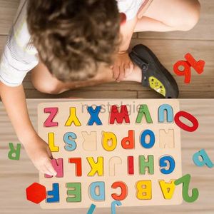 Jouets d'intelligence Montessori jouets mathématiques 3D Alphabet numéro en bois Puzzle bébé enseignement apprentissage précoce éducatif pour les enfants en bas âge 24327