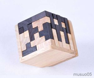 Jouets intelligents Nouveauté Puzzles en bois éducatifs amusants pour adultes Casse-tête Noir et blanc Ming lock Luban lock