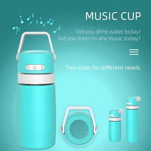 Música inteligente Bluetooth Botella de agua 350 ml Altavoz de acero inoxidable TVOS Taza de vacío Frasco Botella de agua taza taza de café DDA784