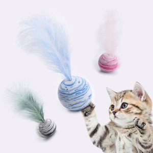 Interactive Cat Toy Star Balls Plus Feather High Quality EVA Material Light Foam Ball Throwing Funny Plush Toy Supplies