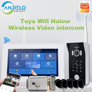 Interphone 1.3MP Tuya Smart Home 7 pouces tactile WiFi Halow Interphone Video Doorphone With Rfic Carte Mot de passe déverrouiller la porte sans fil