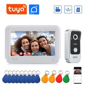 Interphone 7 Color tactile WiFi Video Door Téléphone Intercom System 1 Monitor Support TF Carte TF Record + 1 Caméra HD Doorbell RFID