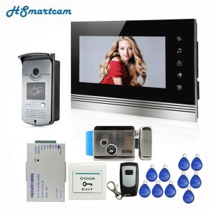 Interphone 7 pouces Video Door Phone Video Système Interphone 1 Touch Monitor + RFID DOORD LED HD CAME LOCK ÉLECTRIQUE EN SIGRATION GRATUITE