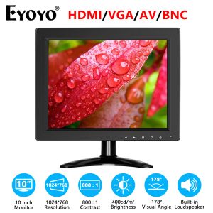 Interphone Eyoyo 10 pouces CCTV Sécurité Monitor 4: 3 Écran LCD IPS 1024x768 Affichage d'ordinateur TV pour PC avec entrée HDMI BNC VGA AV USB