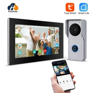 Interphone Hayway 7 pouces Video Interphone Tuya Smart Home Video Door Phone Système 1080p 110 ° Camerie de porte câblée IPS Full Touch Monitor