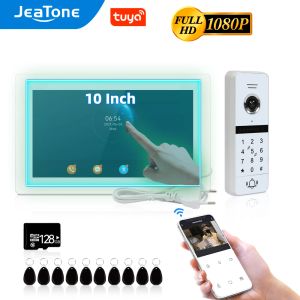 Interphone Jeatone 10inch 1080p Video WiFi Interphone pour Home / Full Touch Screen / Tuya Smart Wireless / Doorphone avec RFID, Mot de passe déverrouiller