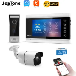 Interphone Jeatone Smart Home Video Intercom Door Téléphone pour Street 1080p Door System + Camera System with Remote Talk, Unlock, Motion Detection