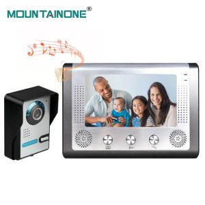 Interphone Mountainone 7 pouces Video Door Phone Door System Interphone System avec appareil photo 1000tvl Déblocage Talk Imperproof