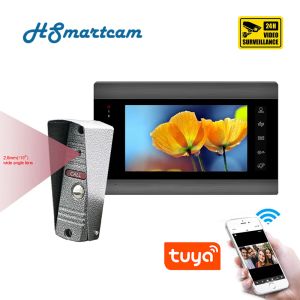 Interphone Tuya App Home 7 pouces Wi-Fi WiFi Smart IP Video Door System Interphone Système d'écran 1xtouch Monitor avec téléphone de porte Caméra IR