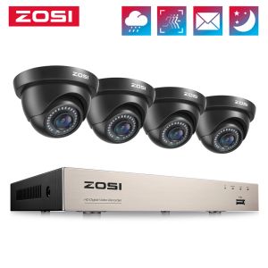 Sistema de cámara de seguridad de intercomunicador Zosi 8ch H.265+ 5MP LITE HDTVI Video Registrador DVR con cámaras CCTV de vigilancia exterior 4x1080p