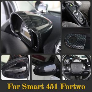 Accessoires intérieurs voiture carbone ABS plastique couverture décorative style extérieur Modification autocollant pour Smart 451 Fortwo