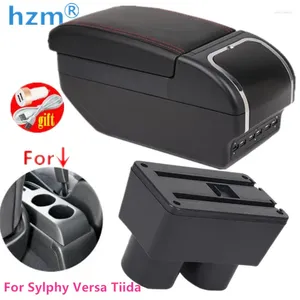 Accesorios interiores para Nissan Tiida, reposabrazos Sylphy Versa Latio, caja de coche, almacenamiento de piezas de reacondicionamiento de cuero PU, 2007-2024