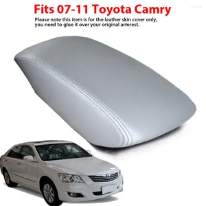 Accesorios interiores de cuero gris para compartimento central para coche, tapa de reposabrazos, Protector de ajuste de piel para Toyota Camry 2007 2008 2009 2010 2011
