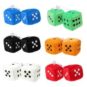 Interior Decorations 1 Pair Fuzzy Dice Dots Rear View Mirror Hanger Decoration Car Styling Accessorie