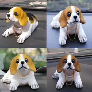 Decoraciones de interiores 1 PCS Coches Adorno Resina Cabeza de sacudida Beagle Perro Cachorro Muñeca Peluche Precioso Accesorios Tablero Cojín Asintiendo Auto