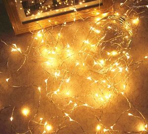 Decoraciones interiores 1M Alambre de cobre LED Luces de cadena Impermeable Hada Árbol de Navidad Banquete de boda Casa Coche DIY Cielo Estrellas Sombra Decoración