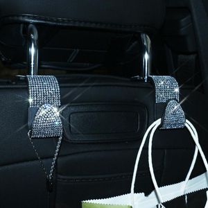 Decoraciones de interiores 2 unids Bling Rhinestones Hanger Accesorios para automóviles Gancho de asiento Abrigo automático Atrás Titular de almacenamiento universal