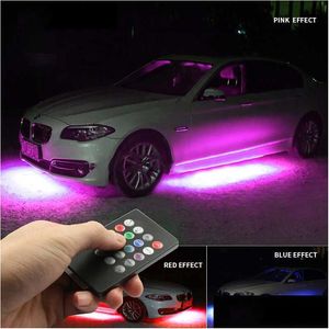 Décorations intérieures 4X Châssis de voiture Décoratif Étanche Led Ambient Strip Lights Underglow Atmosphère Rgb Lampe Bar Camion Côté Ligh Dhyz2