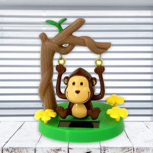 Décorations intérieures Décoration de voiture Solar Swing Monkey Swinging Animé Mignon Animal Danseur Accessoires Auto Ornement