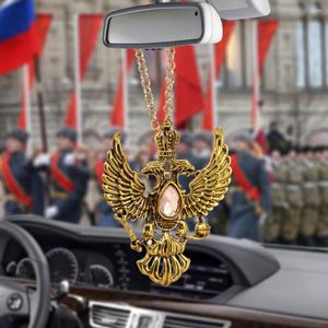 Decoraciones interiores Coche Vista trasera Espejo Adorno Accesorios Insignia rusa Doble águila Emblema Colgante Auto Decoración Colgante Vacaciones