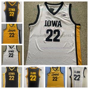 Iowa Hawkeyes Indiana Fever 22 Caitlin Clark Jersey NCAA College Basketball Jerseys Mens tout cousu noir blanc jaune