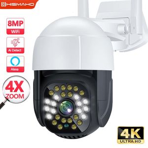 Caméras IP Caméra de sécurité 4K 8MP WiFi Outdoor PTZ Dome 5MP 4X Zoom H.265 1080P HD CCTV Surveillance vidéo Cam Suivi automatique P2P ICsee 230922