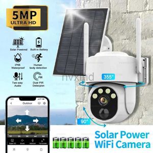 IP CAMERAS 5MP PTZ IP WiFi Camera Solar Power Comception Panneau intégré dans Caméra de surveillance de la batterie PIR PIR HUMAN DETDOOR EXTÉRIEUR IP66 D240510