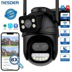 IP CAMERA BESTER 9MP Dual Screen WiFi Camera PTZ 8X Digital Zoom Couleur Night Vision Outdoor Security Protection 8MP CCTV IP Camera ICSEE 240413