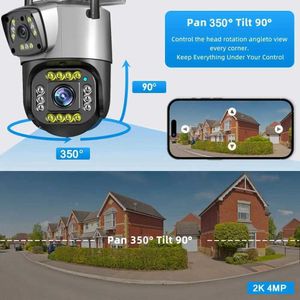 Caméras IP Double Lens 4G IP Camera WiFi 8MP 4K Surveillance Cameras Wireless Outdoor Smart Home Vision Vision V380 Digital Zoom CCTV CAMARA 240414